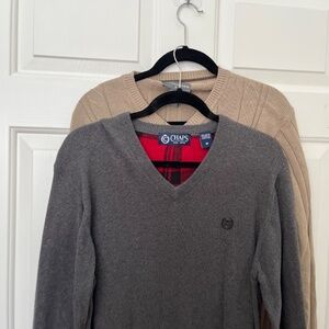 Lot of 2 Mens Long Sleeve Pullover Sweaters Size Medium Chap's & Saddlebred
